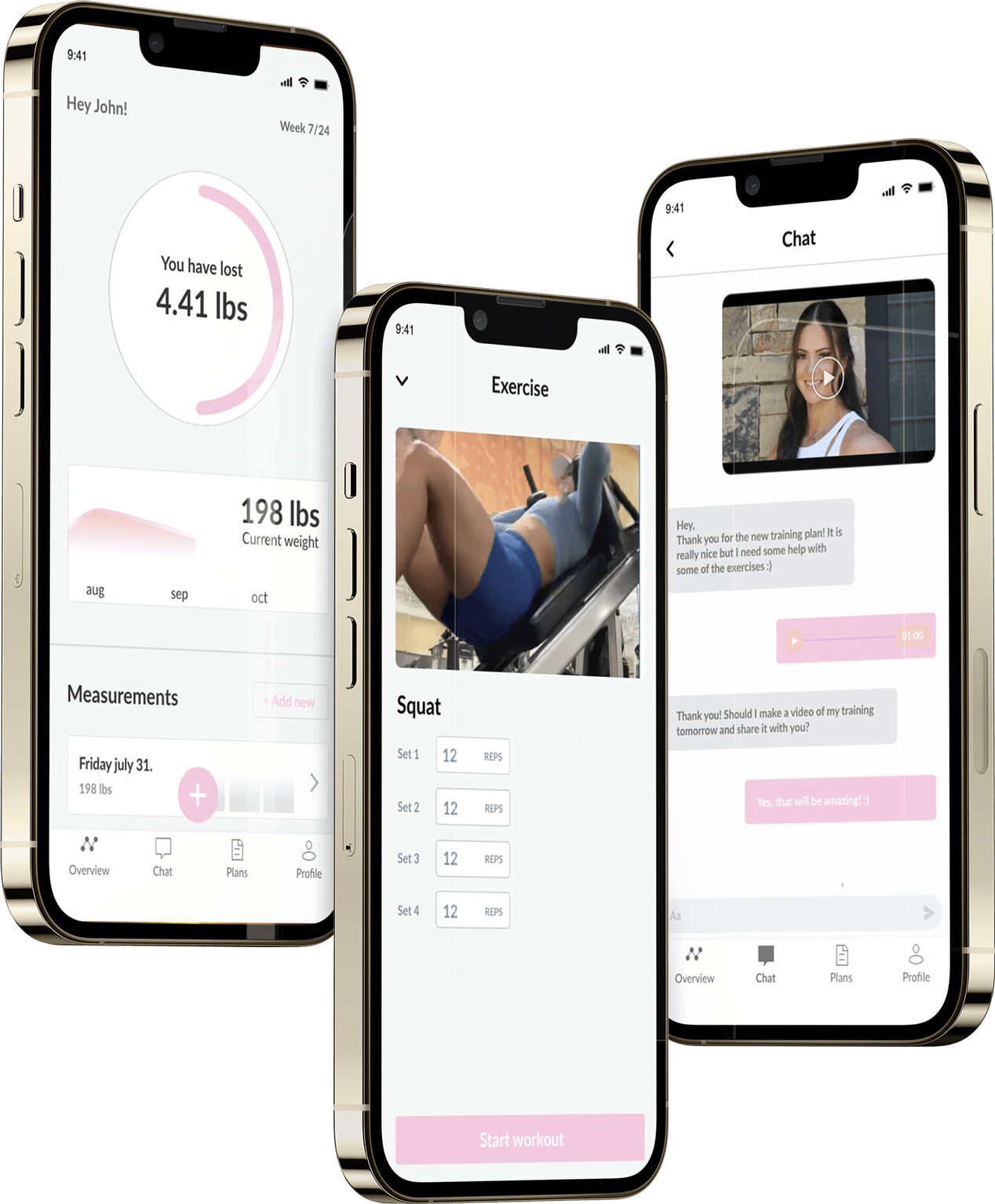 A mockup of the coaching app showcasing the features.